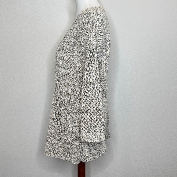 J. JILL Deep V-Neck Open Knit Tunic Sweater MED Tweed Earth Tones Fall Casual - Picture 5 of 10